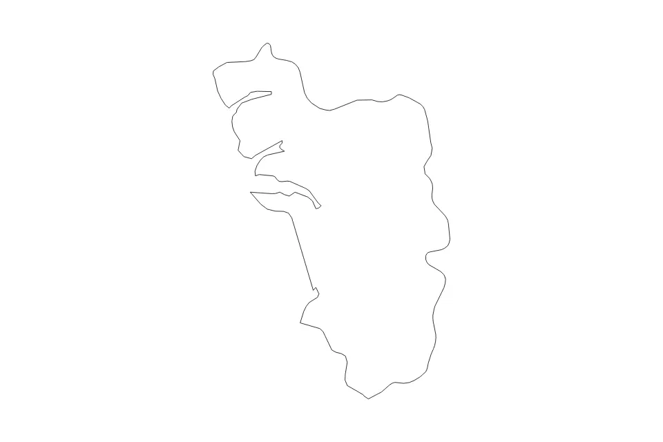 Outline map of Goa, India with subdivision borders.