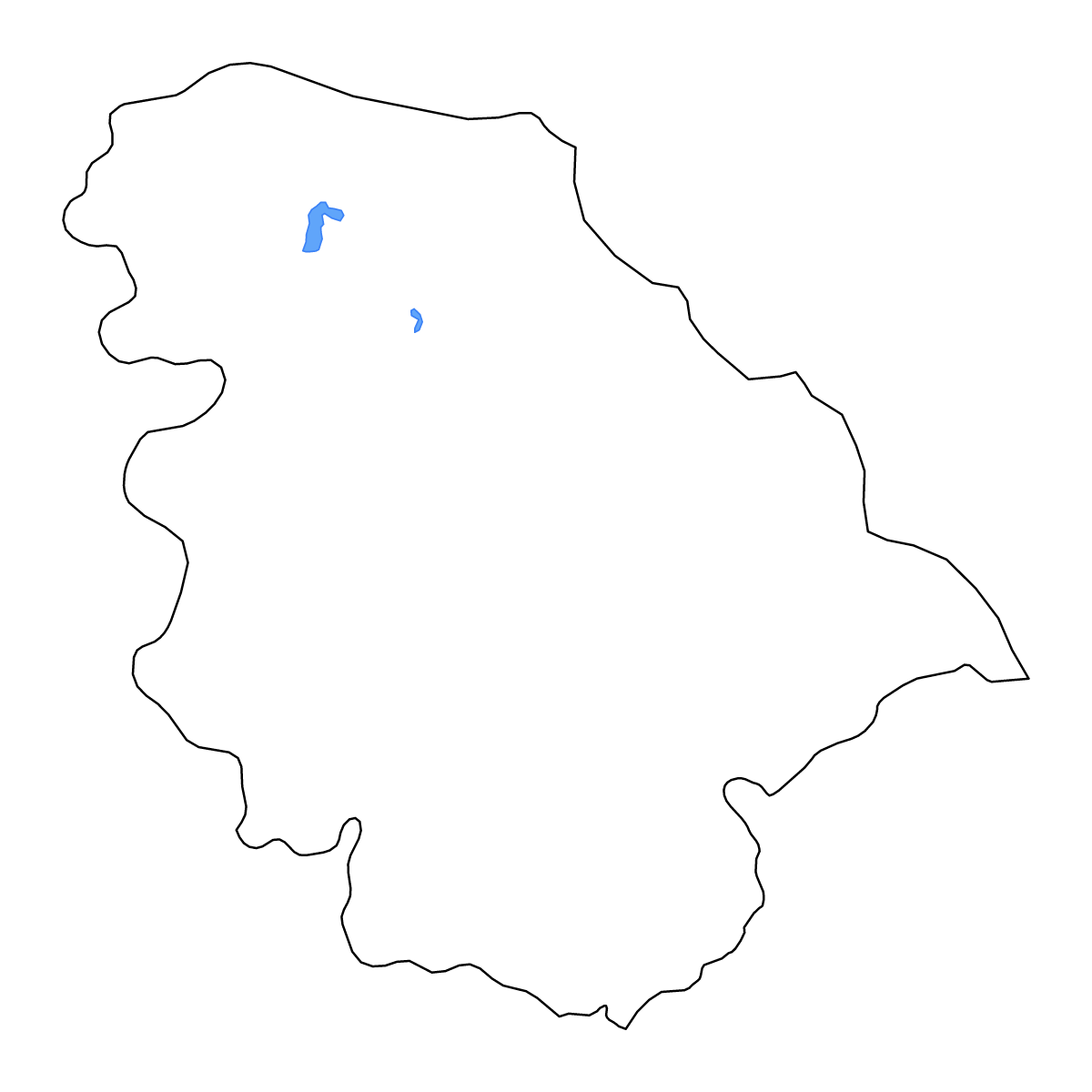Carte de contour de Jammu and Kashmir, India avec lacs et rivières.