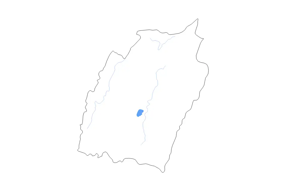 Outline map of Manipur, India with subdivision borders and major lakes and rivers.