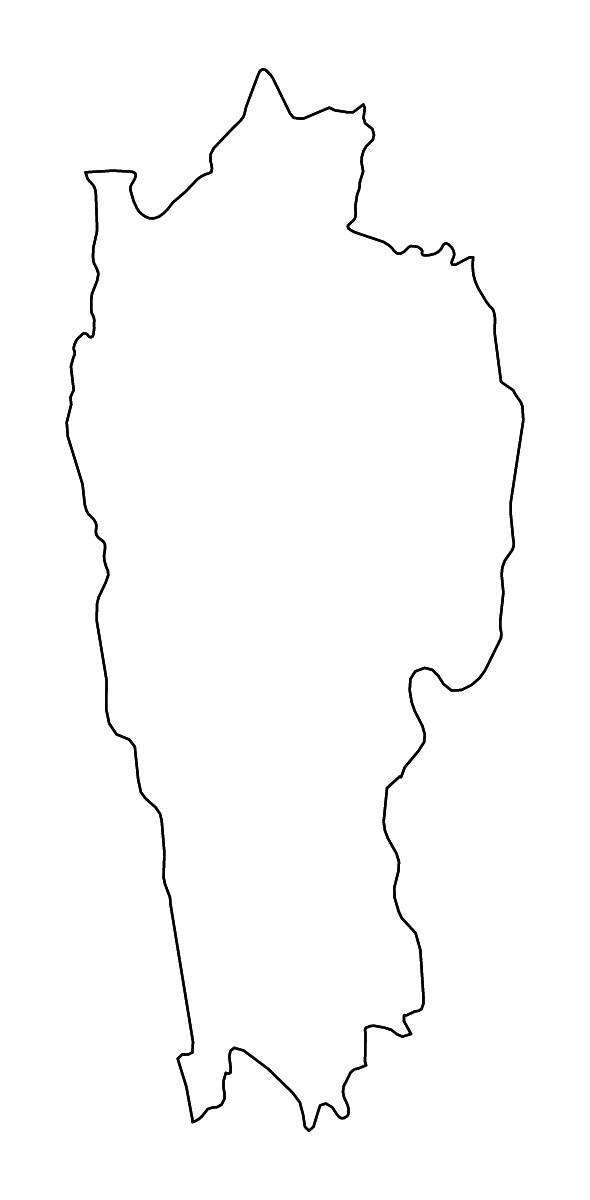 Carte de contour de Mizoram, India avec rivières.