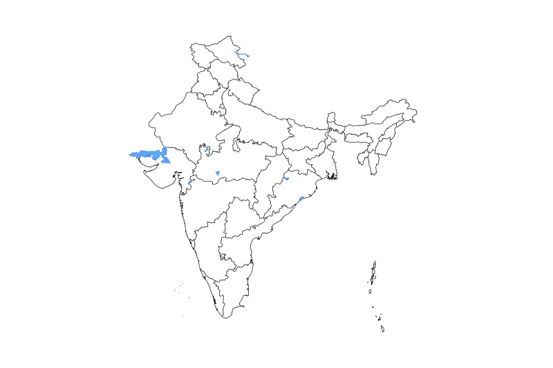 Carte de contour de India avec limites administratives internes, lacs et rivières.