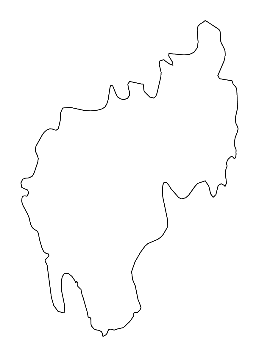 Carte de contour de Tripura, India avec rivières.