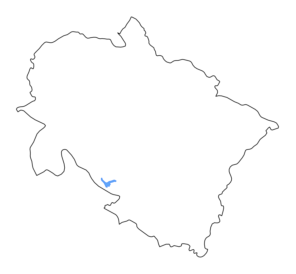 Mapa de contorno de Uttarakhand, India con lagos y ríos.