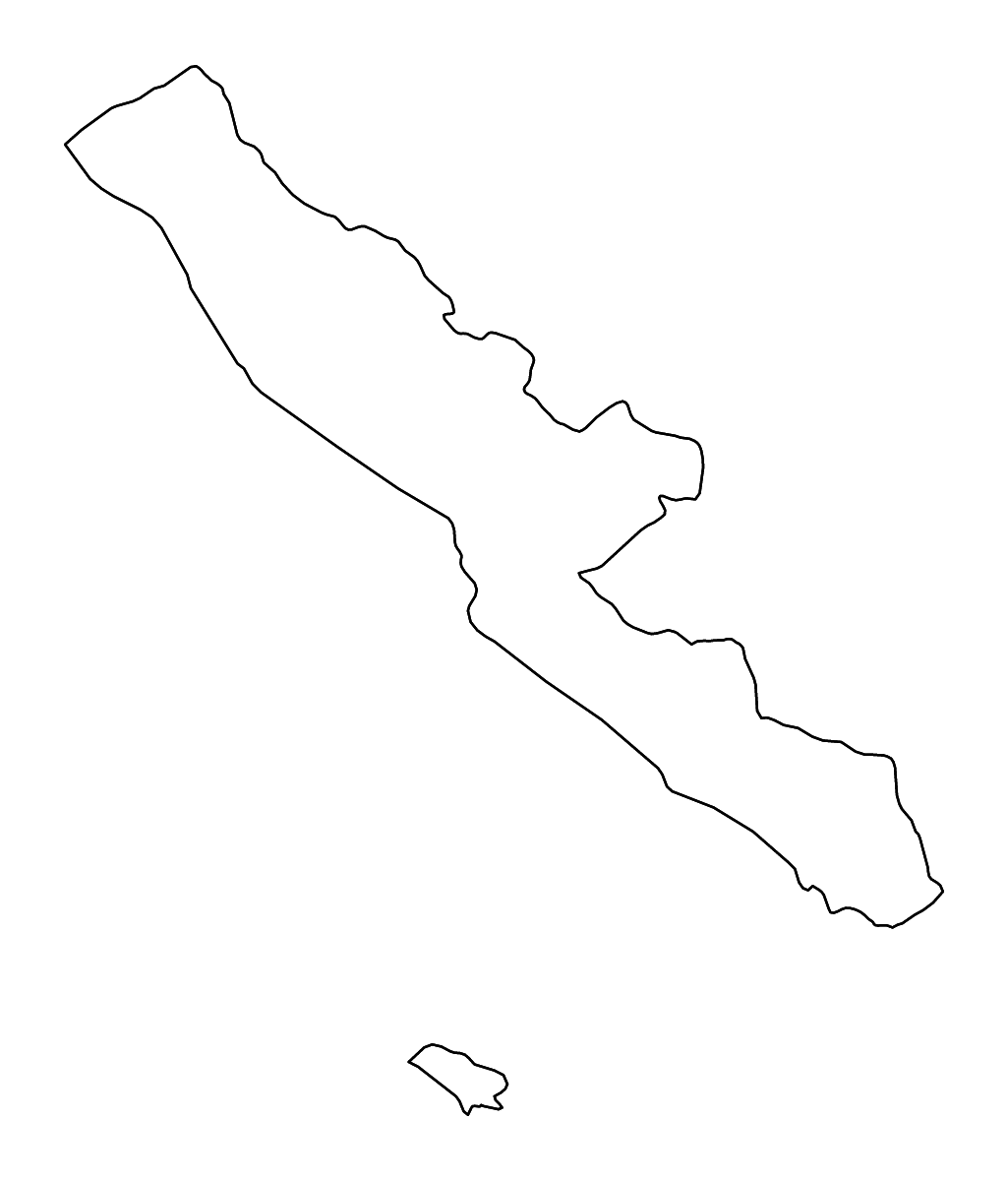 Mapa de contorno de Bengkulu, Indonesia con ríos.