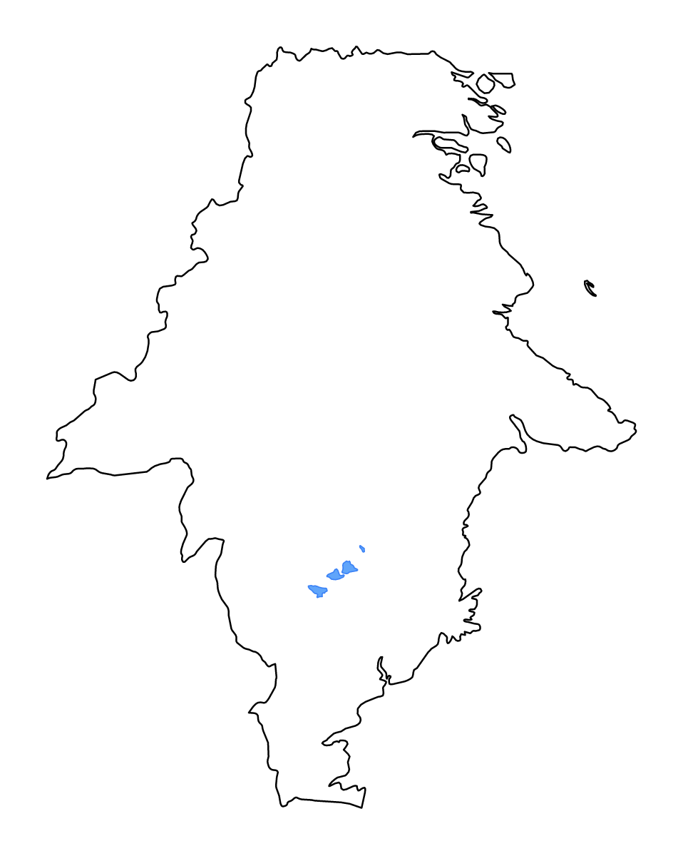 Outline map of East Kalimantan, Indonesia with lakes and rivers.