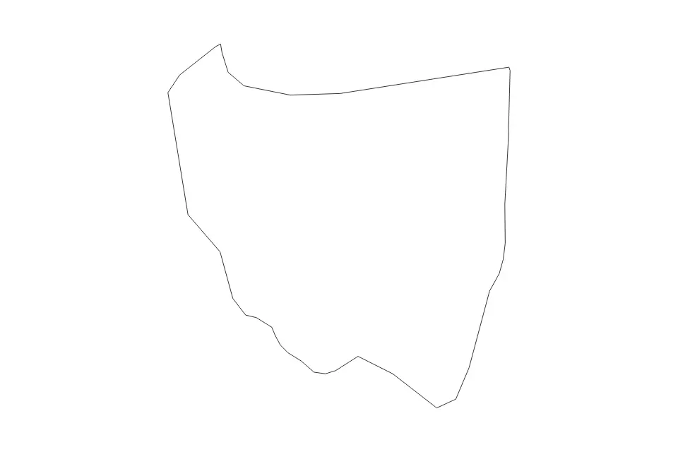 Outline map of Jakarta Special district, Indonesia with subdivision borders.