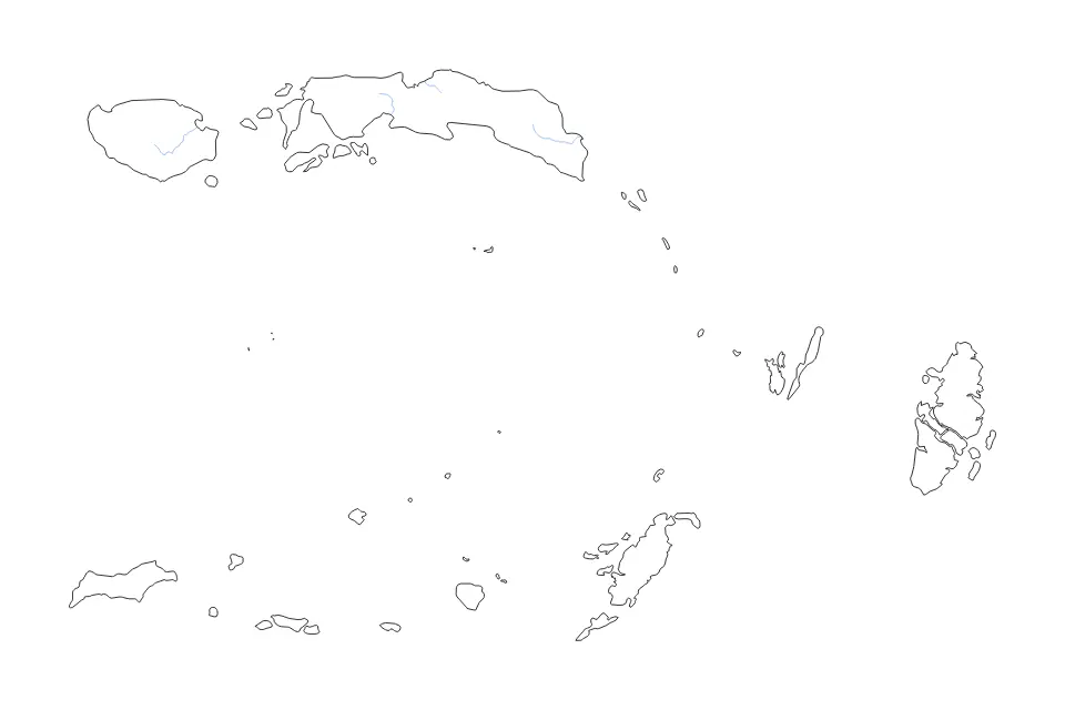 Mapa de Maluku, Indonesia de tipo contorno y ríos para Asia, con contorno y ríos con límites limpios.
