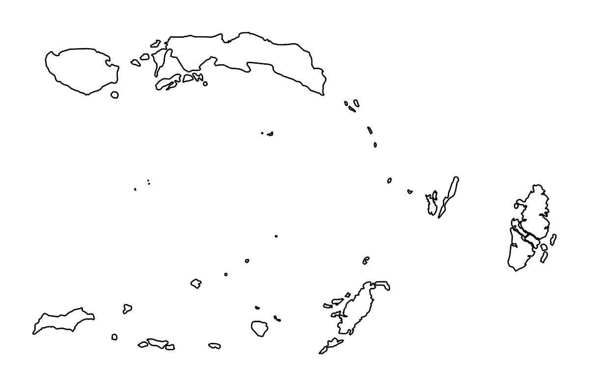 Carte de contour de Maluku, Indonesia avec rivières.