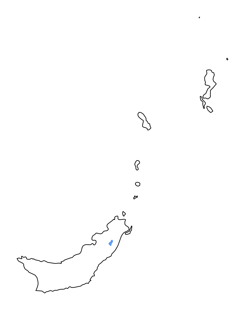 Mapa de contorno de North Sulawesi, Indonesia con lagos y ríos.