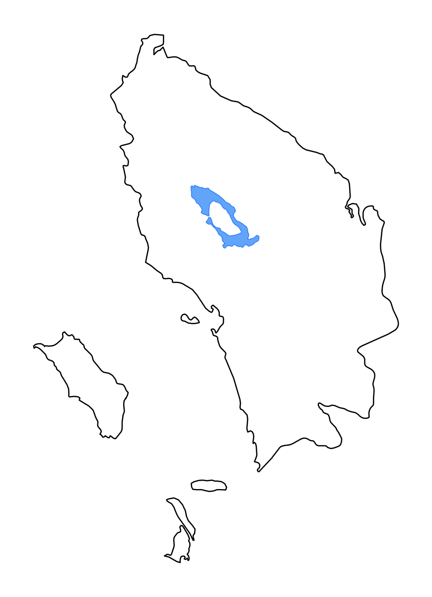 Outline map of North Sumatra, Indonesia with lakes and rivers.