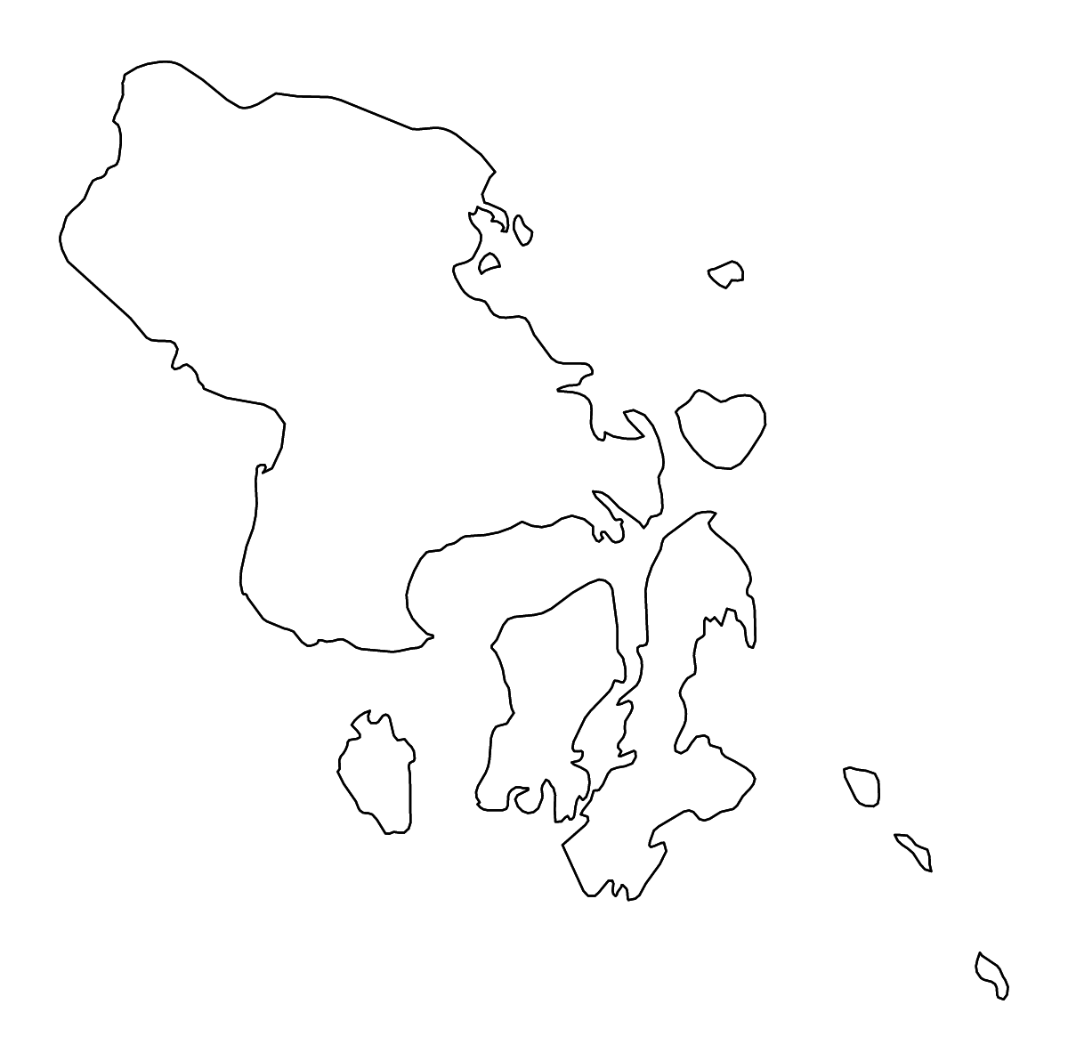 Mapa de contorno de Southeast Sulawesi, Indonesia con ríos.