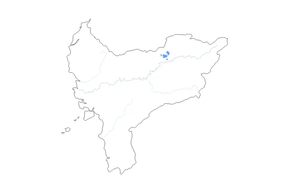 Mapa de West Kalimantan, Indonesia de tipo contorno, lagos y ríos para Asia, con contorno, lagos y ríos con elementos de agua como Danau Luar, Danau Seriang y Danau Bekuan.