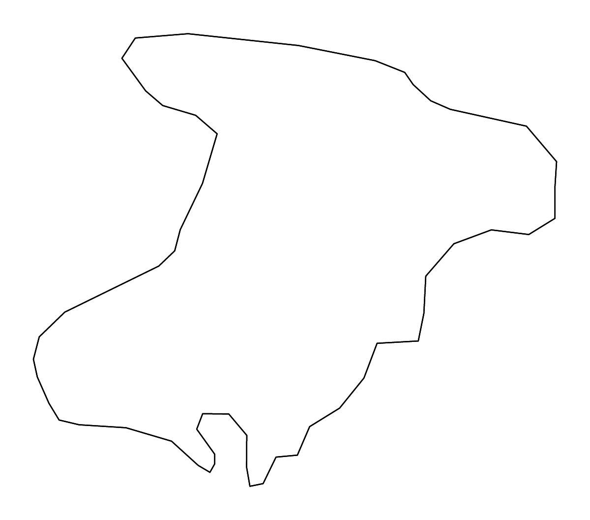 Mapa de contorno de Alborz, Iran con ríos.