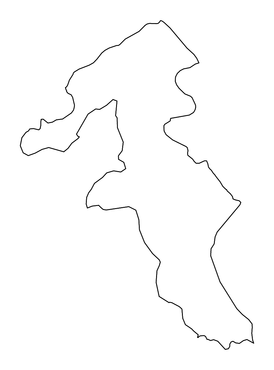 Mapa de contorno de Ardabil, Iran con ríos.