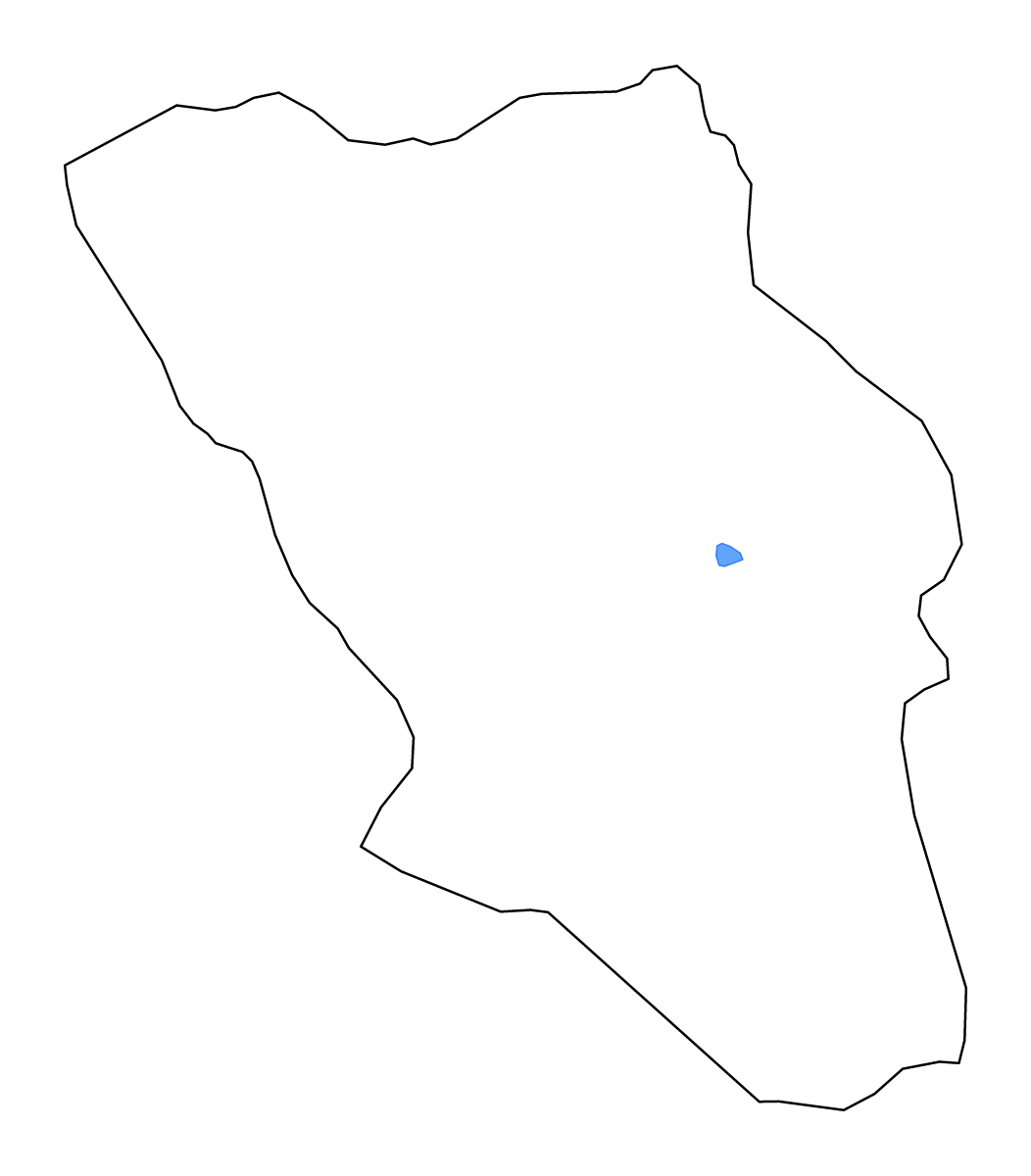 Mapa de contorno de Chaharmahal and Bakhtiari, Iran con lagos y ríos.