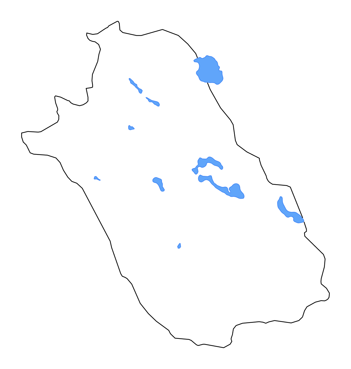 Carte de contour de Fars, Iran avec lacs et rivières.