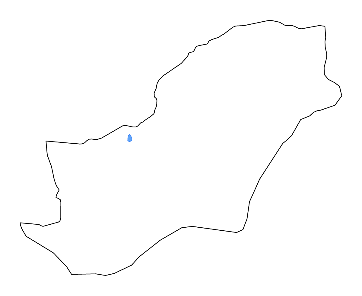 Outline map of Golestan, Iran with lakes and rivers.