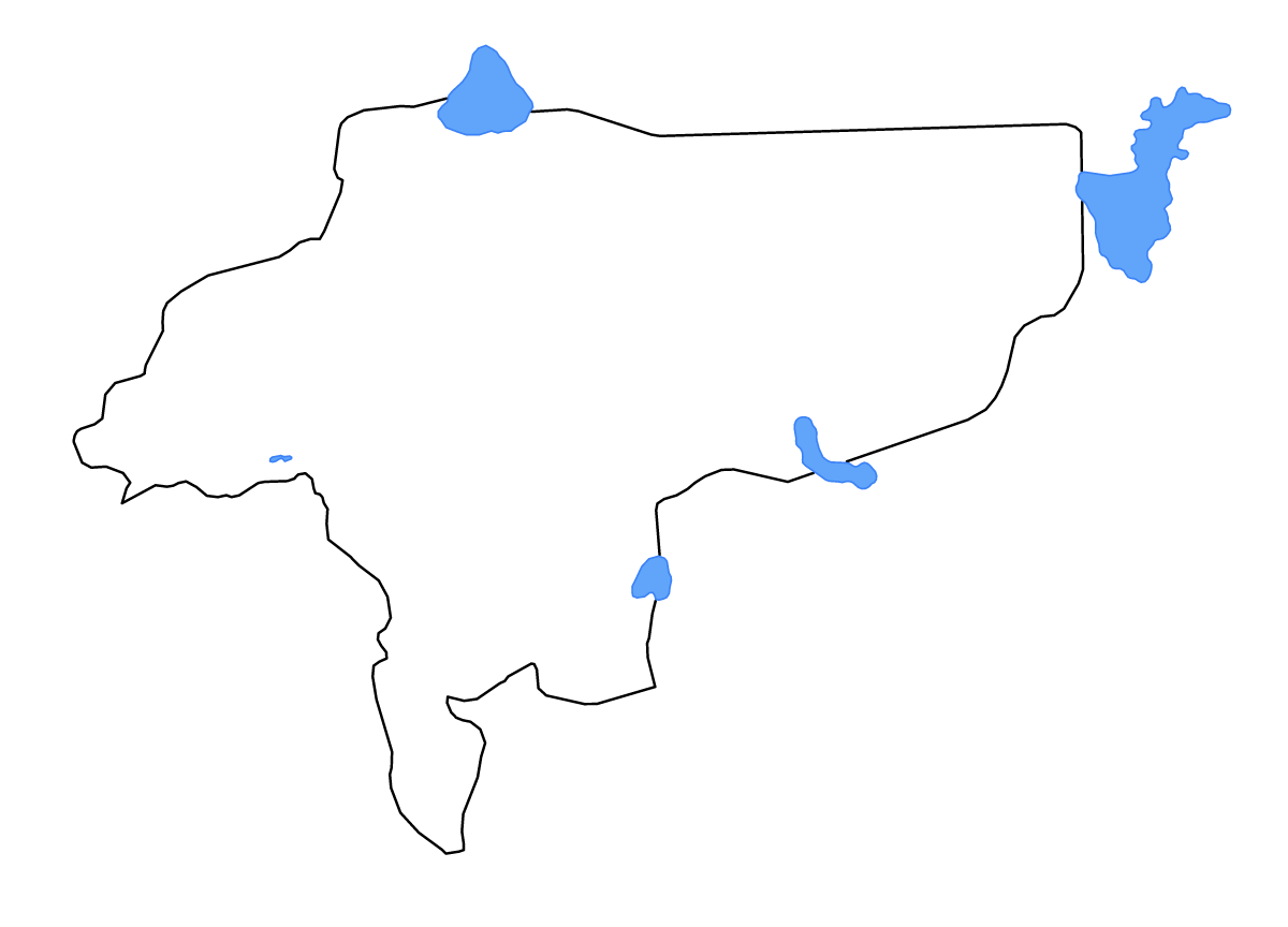 Carte de contour de Isfahan, Iran avec lacs et rivières.