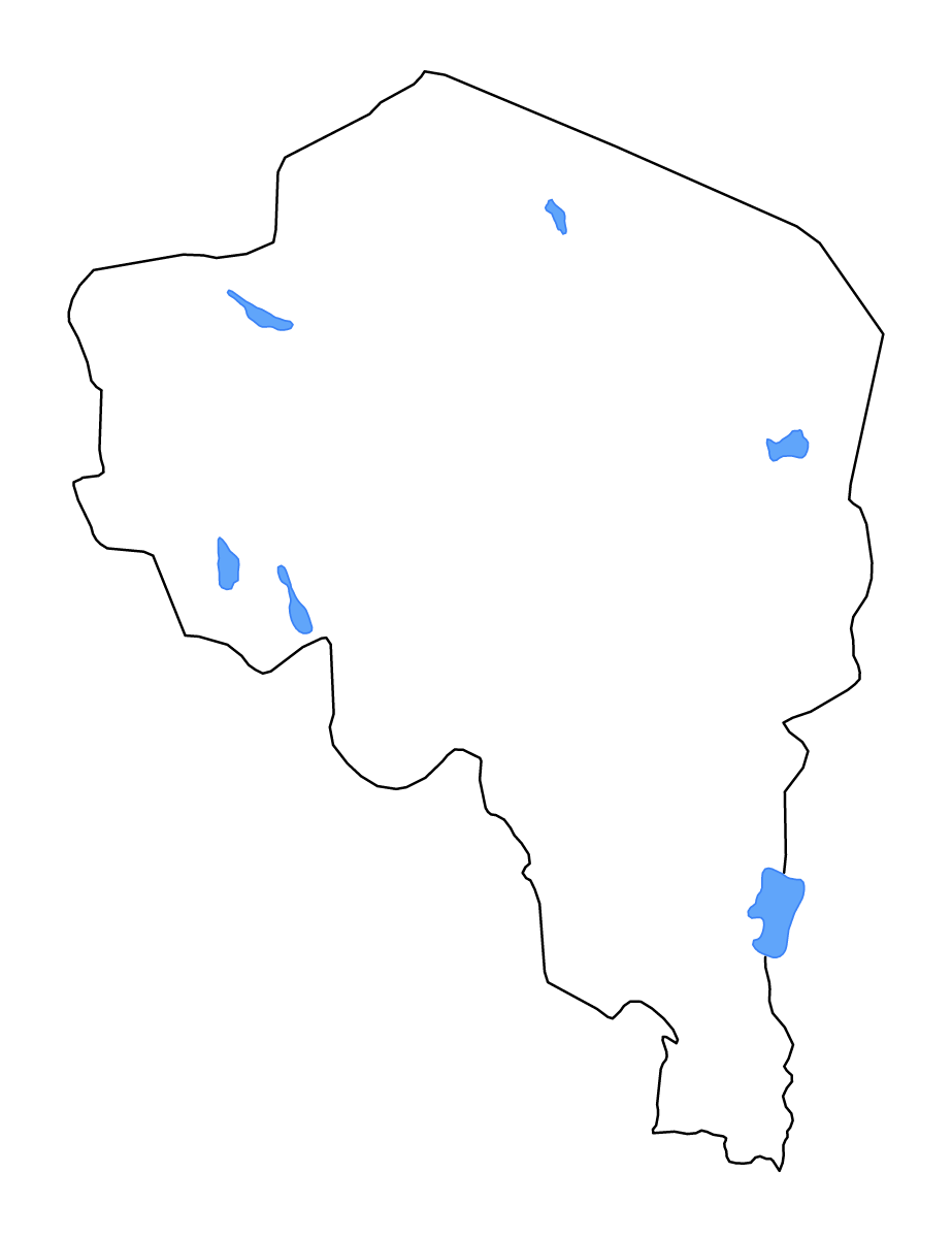 Carte de contour de Kerman, Iran avec lacs et rivières.