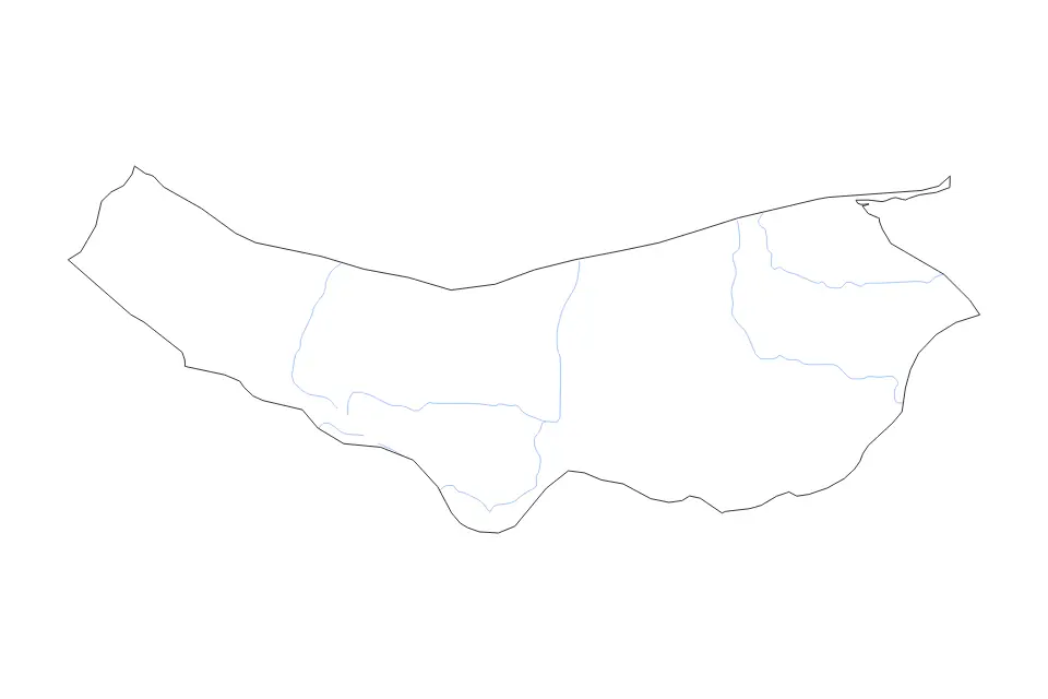 Mapa de Mazandaran, Iran de tipo contorno y ríos para Asia, con contorno y ríos con límites limpios.