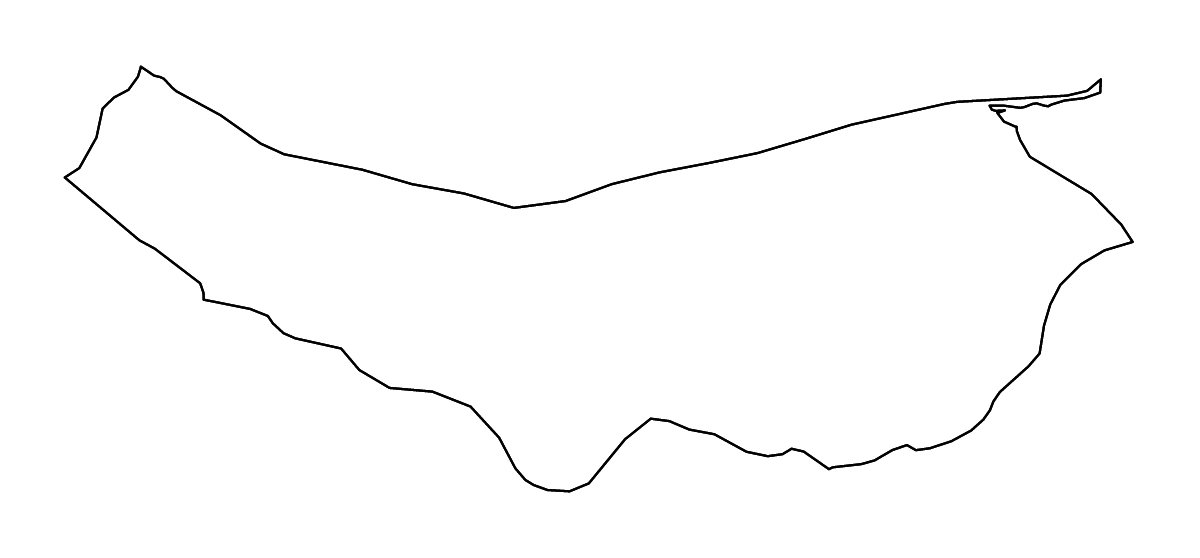Mapa de contorno de Mazandaran, Iran con ríos.