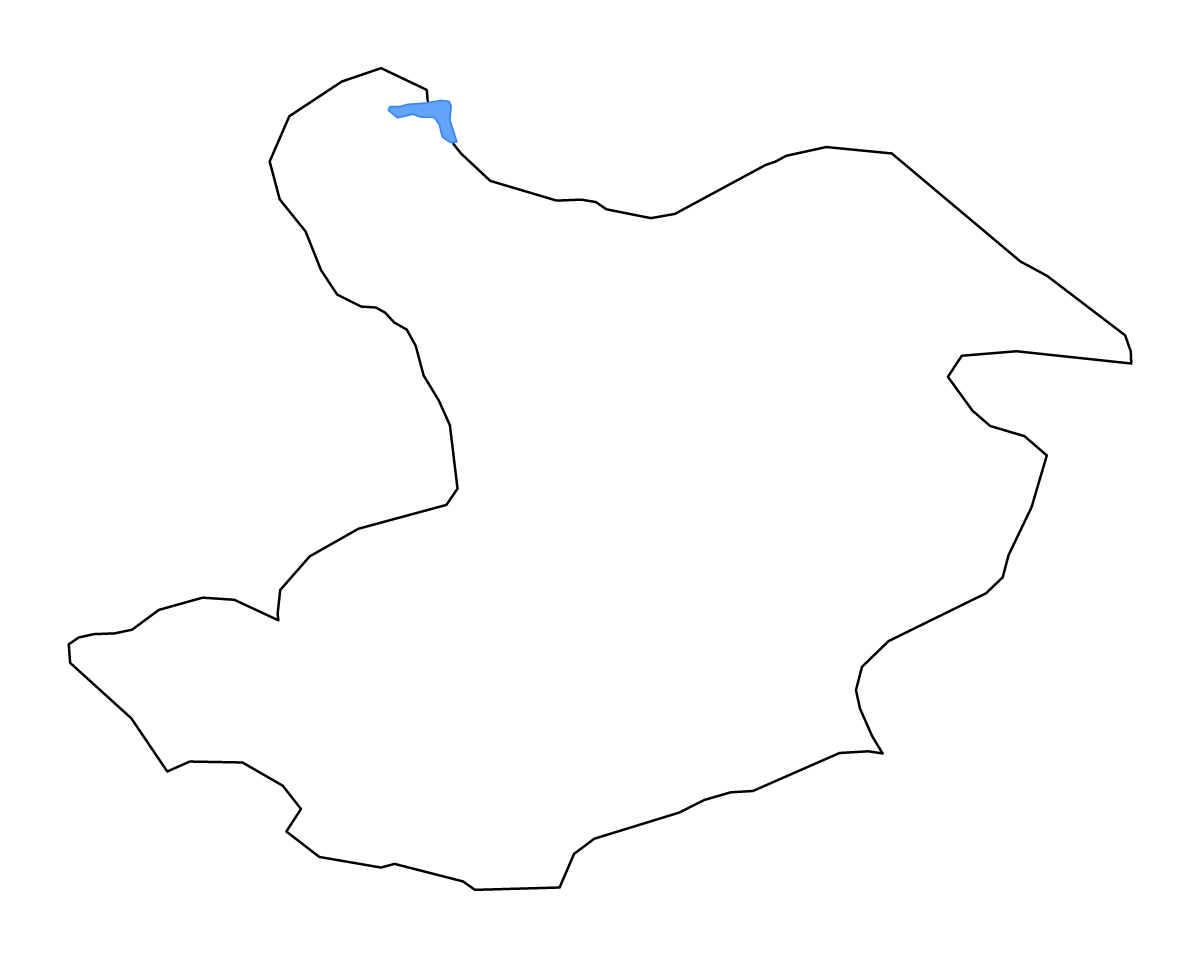 Mapa de contorno de Qazvin, Iran con lagos y ríos.