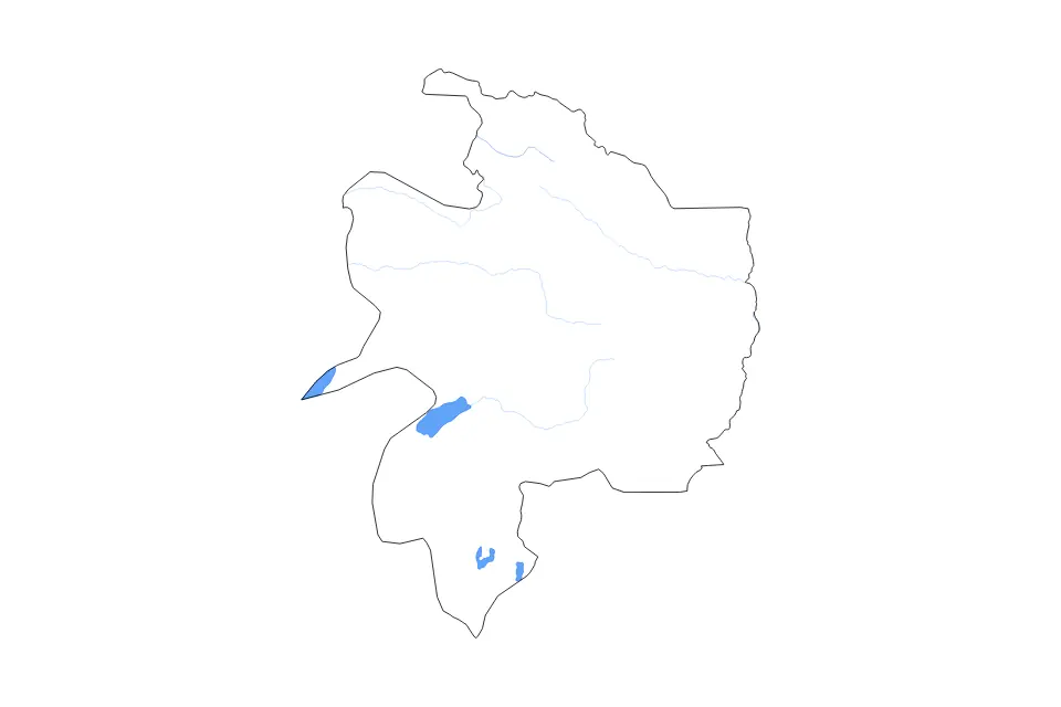 Outline map of Razavi Khorasan, Iran with subdivision borders and rivers.