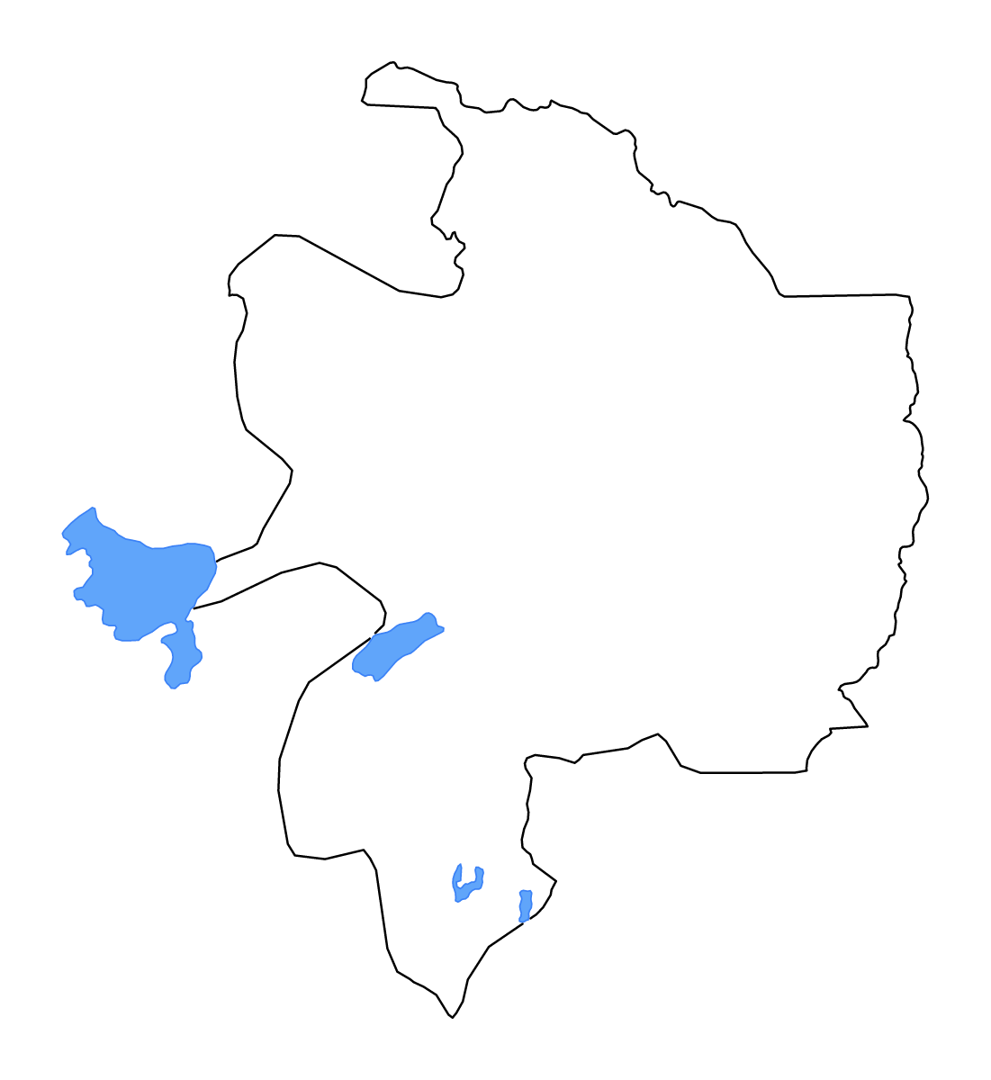 Mapa de contorno de Razavi Khorasan, Iran con lagos y ríos.