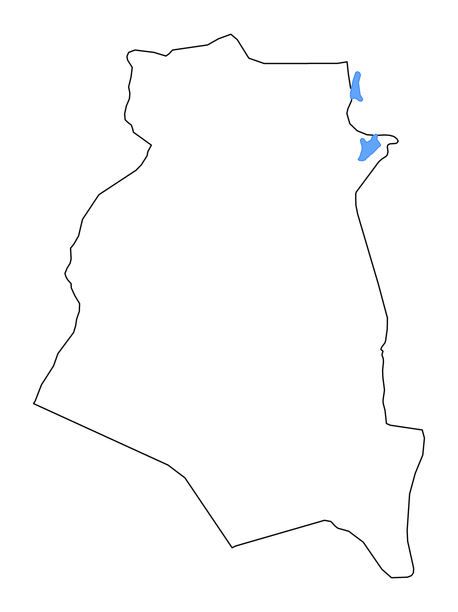 Mapa de contorno de South Khorasan, Iran con lagos y ríos.