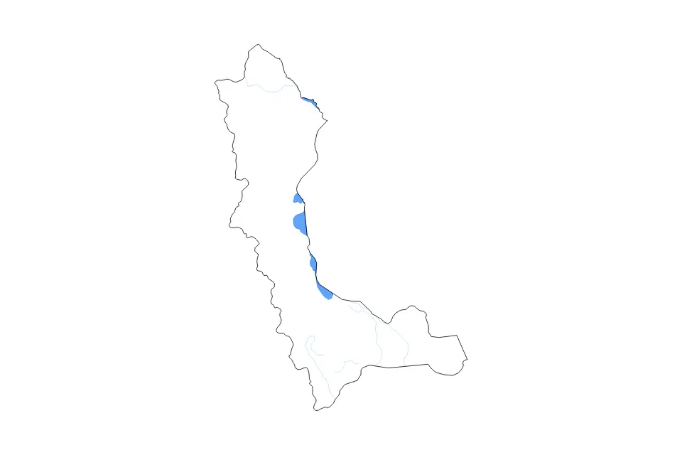Outline map of West Azerbaijan, Iran with subdivision borders and major lakes and rivers.