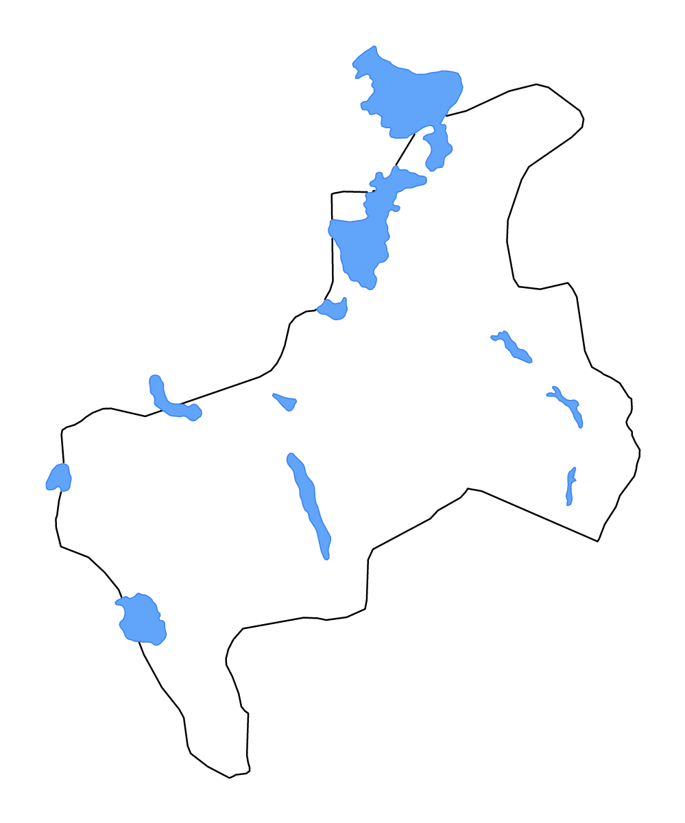 Mapa de contorno de Yazd, Iran con lagos y ríos.