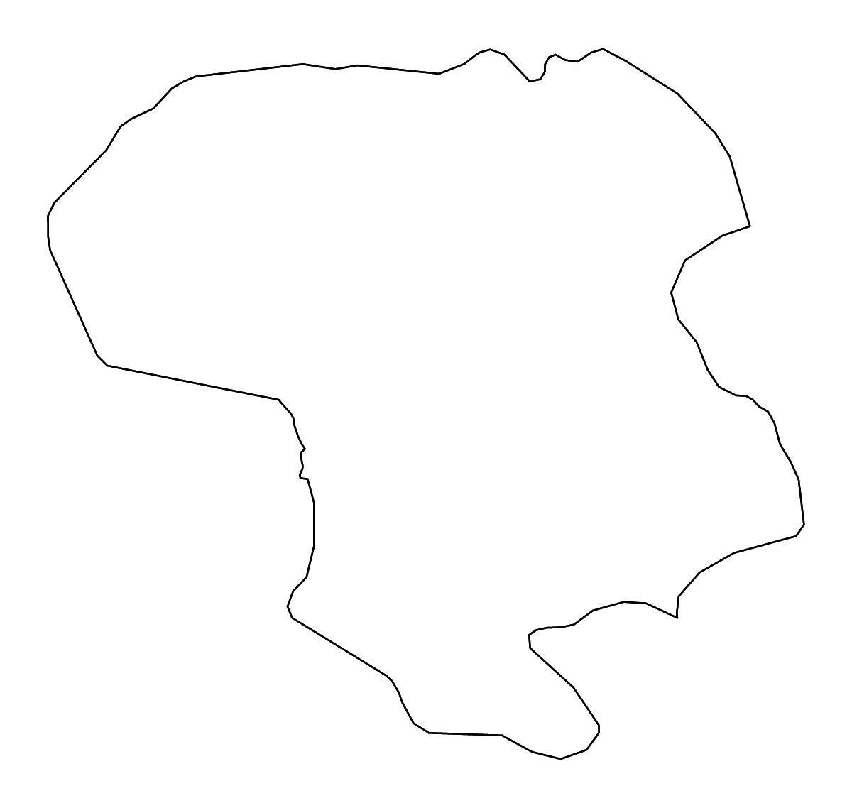 Mapa de contorno de Zanjan, Iran con ríos.