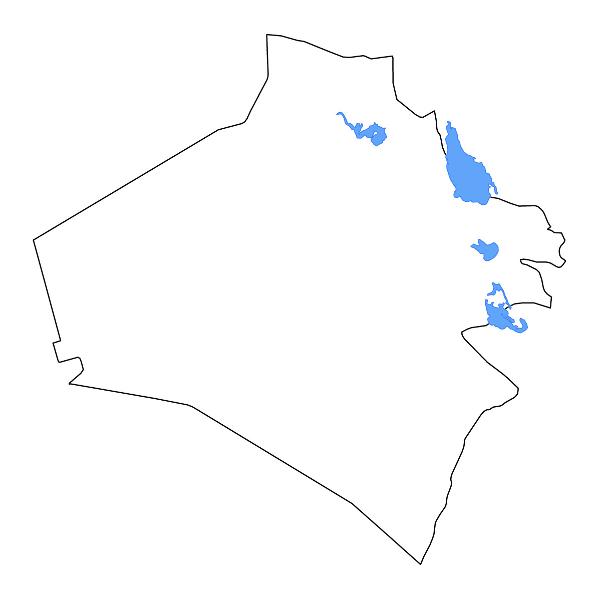 Mapa de contorno de Al Anbar, Iraq con lagos y ríos.