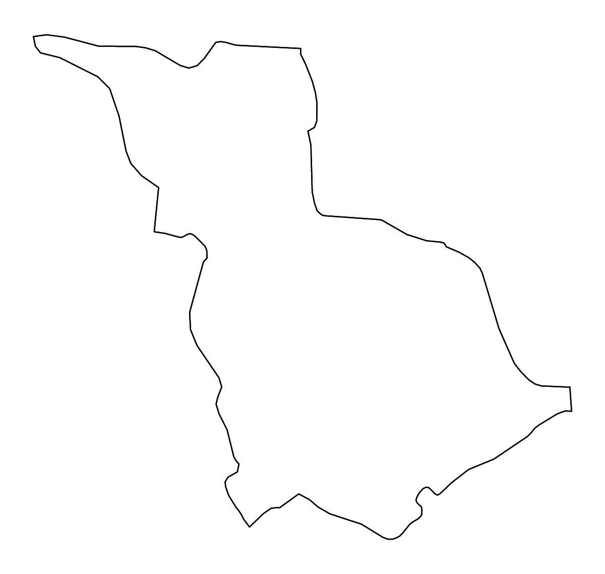 Carte de contour de Babylon, Iraq avec rivières.
