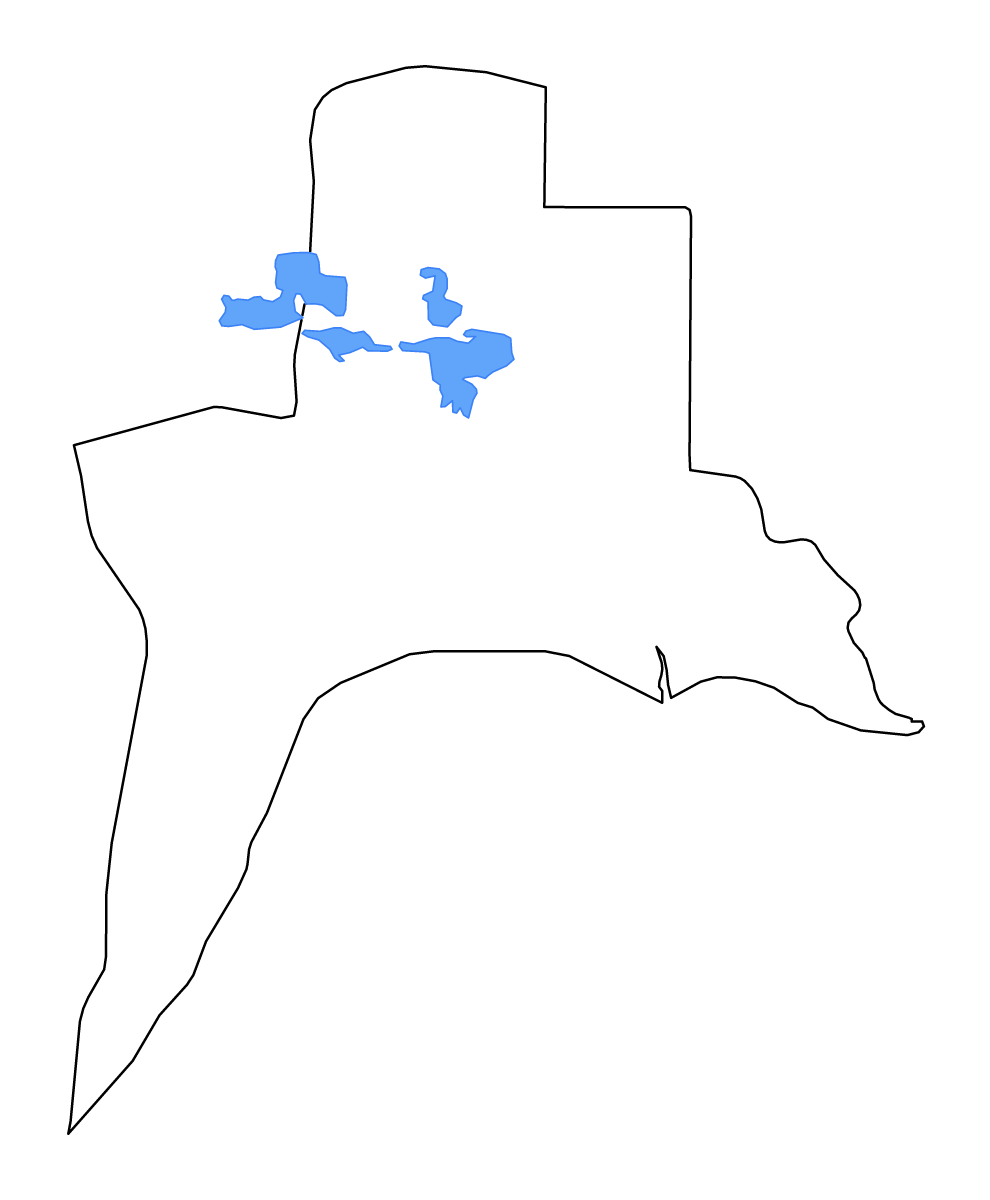 Mapa de contorno de Basra, Iraq con lagos y ríos.