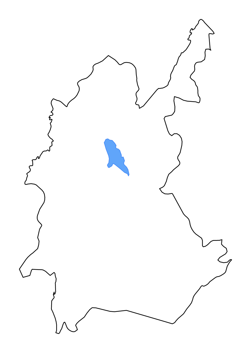 Outline map of Diyala, Iraq with lakes and rivers.
