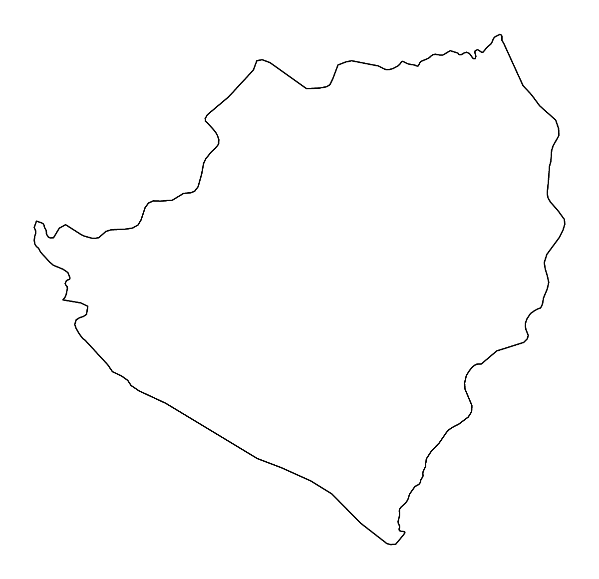 Mapa de contorno de Kirkuk, Iraq con ríos.
