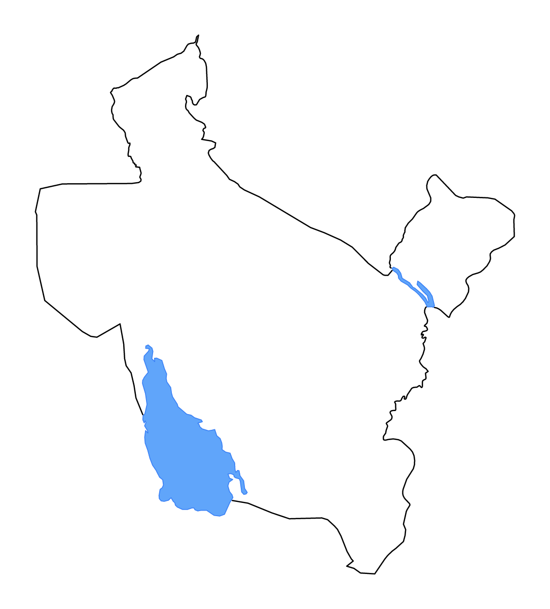 Mapa de contorno de Saladin, Iraq con lagos y ríos.