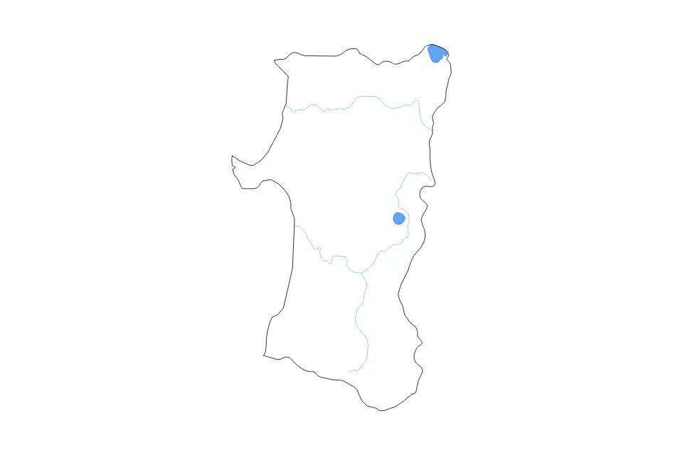 Mapa de Akita Prefecture, Japan de tipo contorno, lagos y ríos para Asia, con contorno, lagos y ríos con elementos de agua como Tazawa Ko y Towada Ko.
