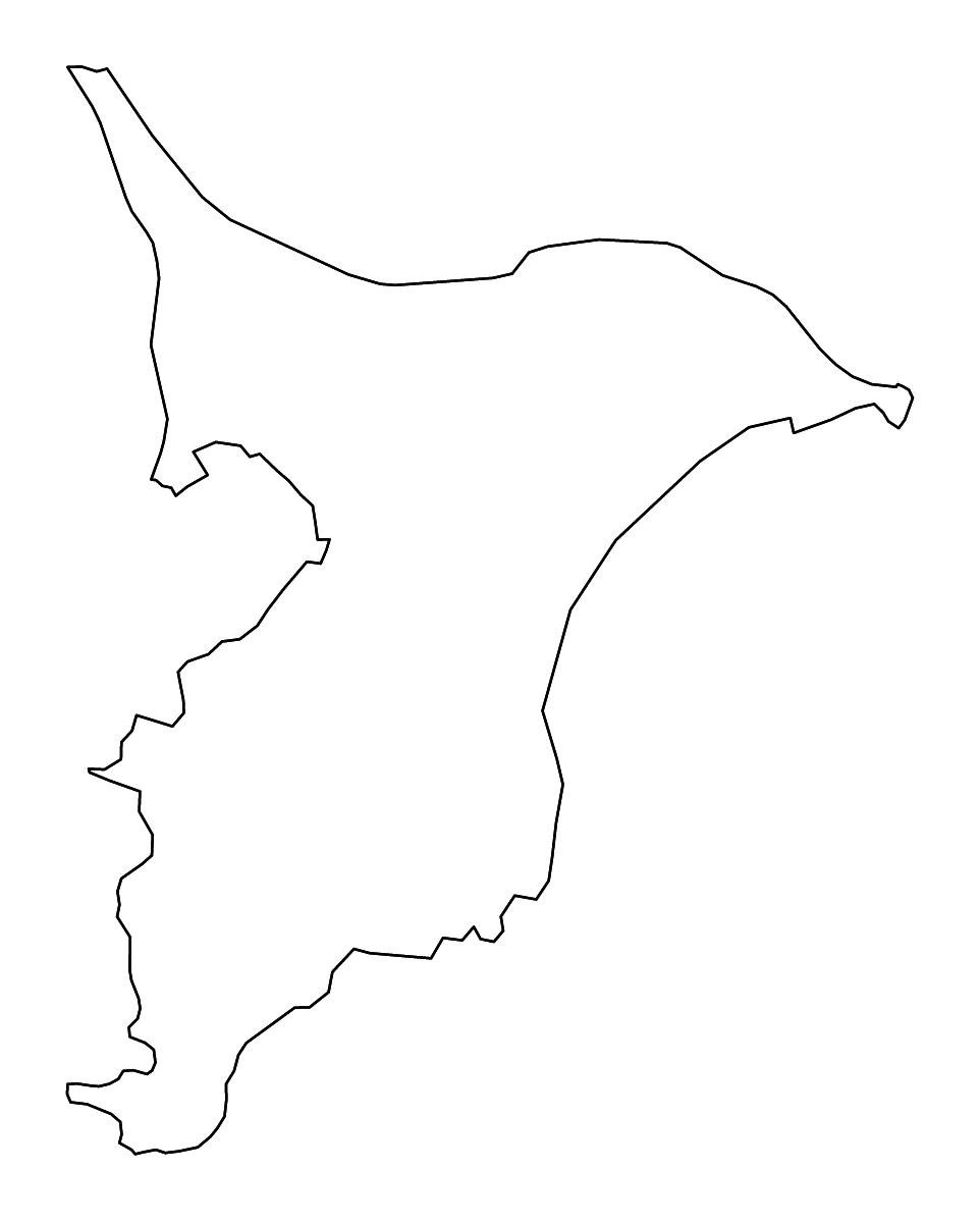 Mapa de contorno de Chiba Prefecture, Japan con ríos.