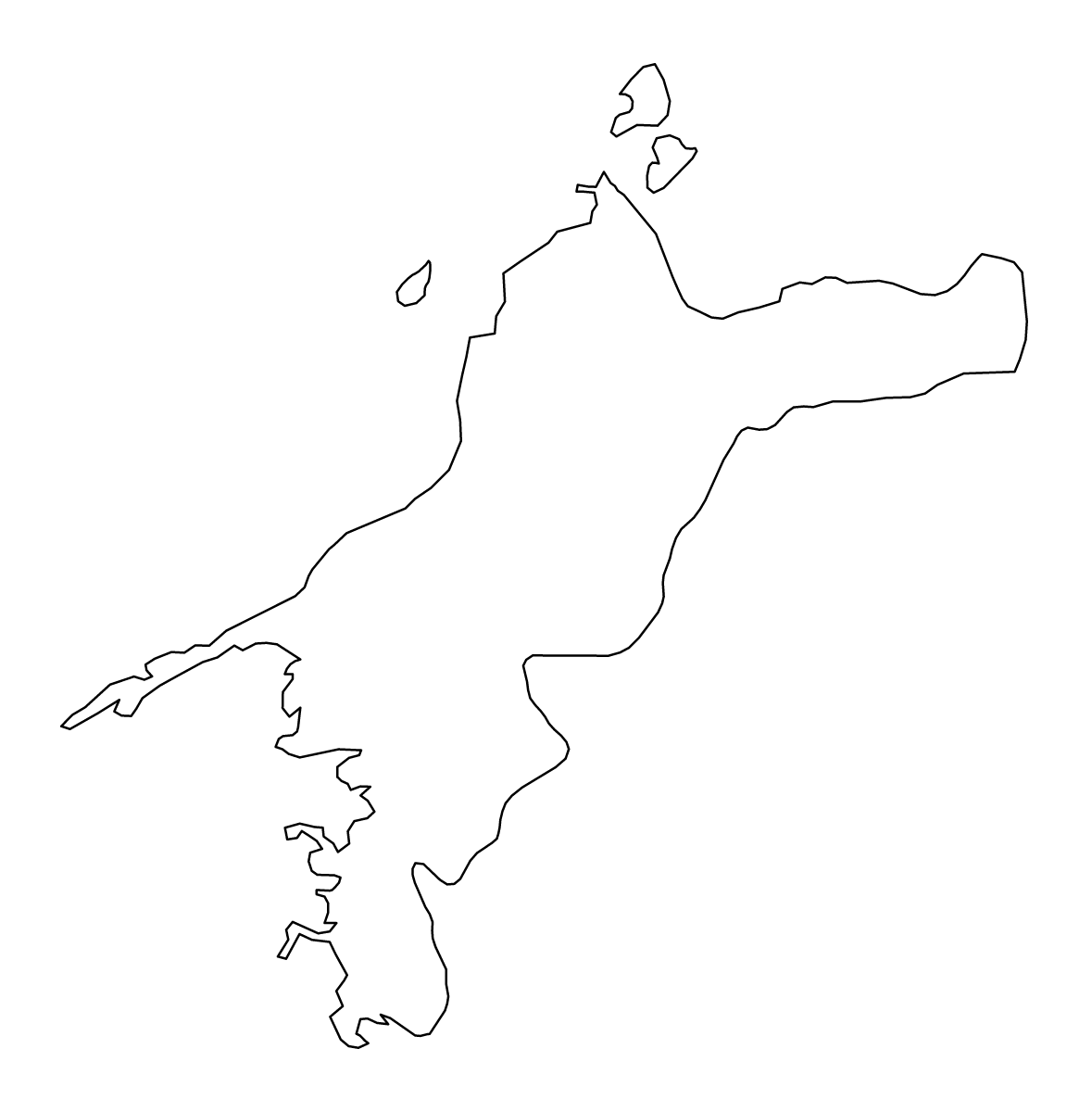 Outline map of Ehime Prefecture, Japan.