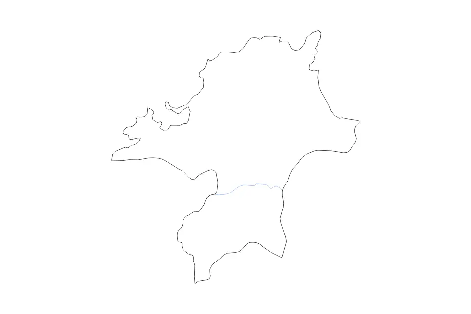 Mapa de Fukuoka Prefecture, Japan de tipo contorno y ríos para Asia, con contorno y ríos con límites limpios.