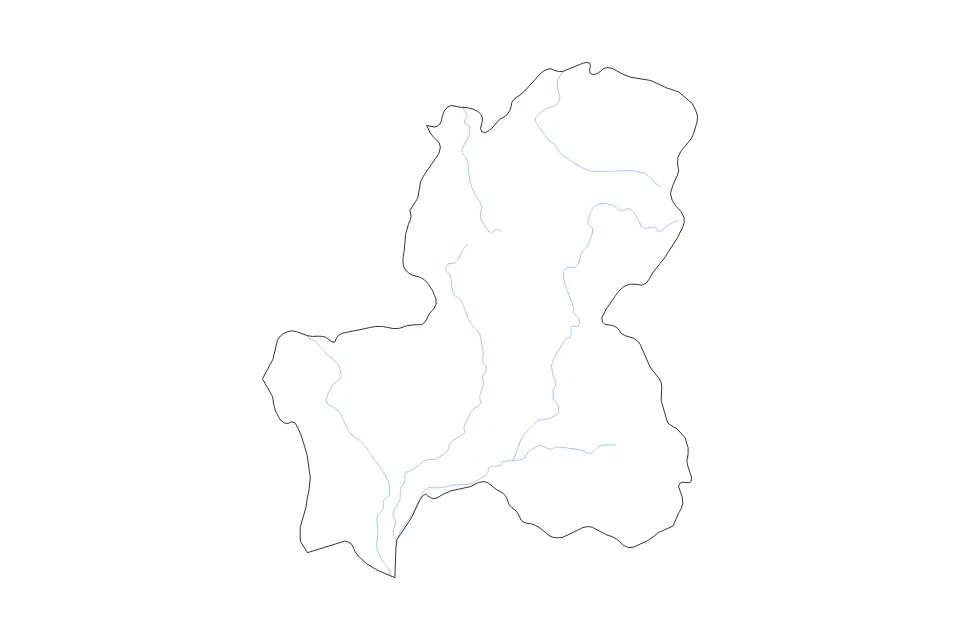 Carte de Gifu Prefecture, Japan de type contour et rivières pour Asie, montrant contour et rivières avec des limites nettes.