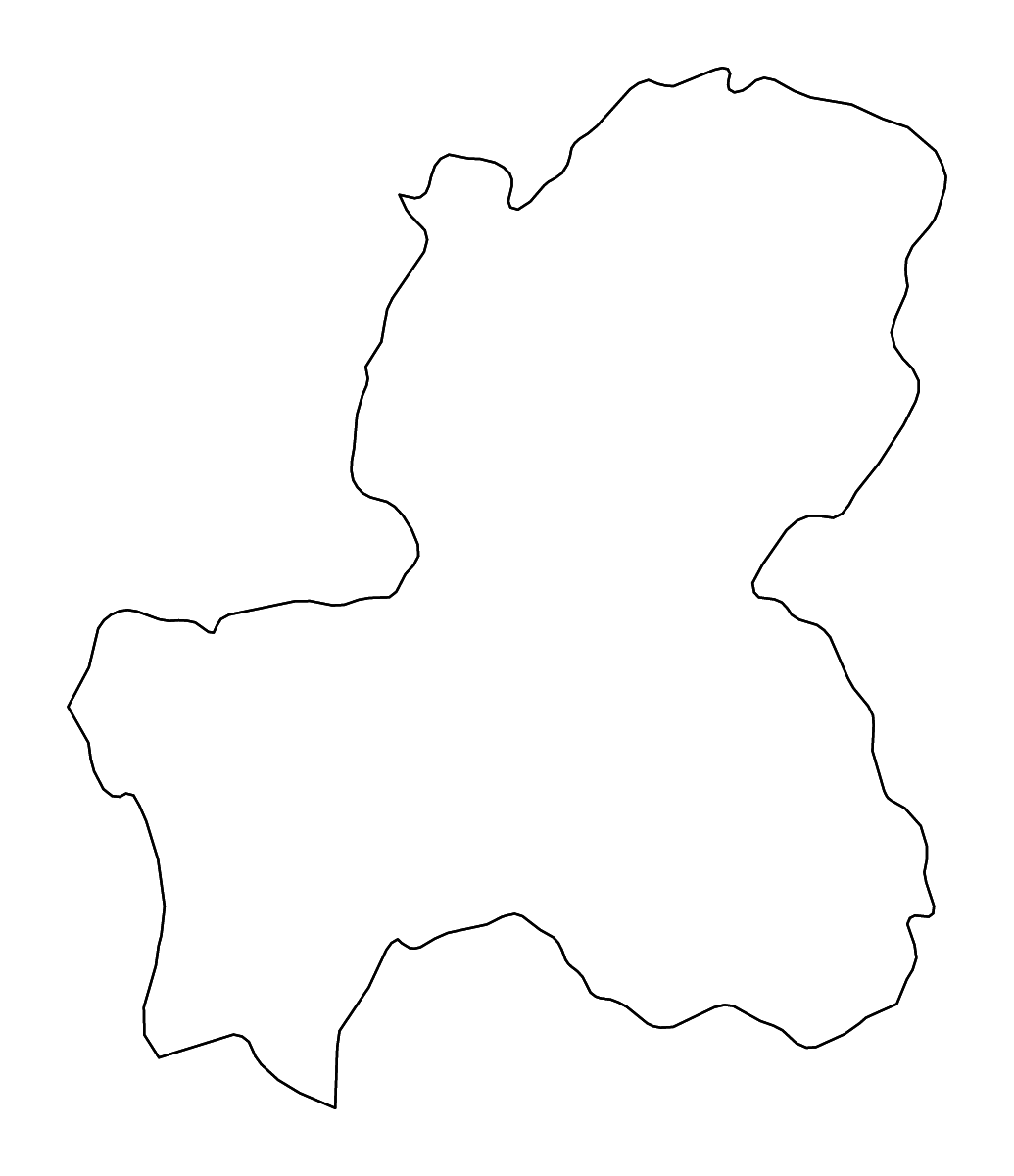 Carte de contour de Gifu Prefecture, Japan avec rivières.