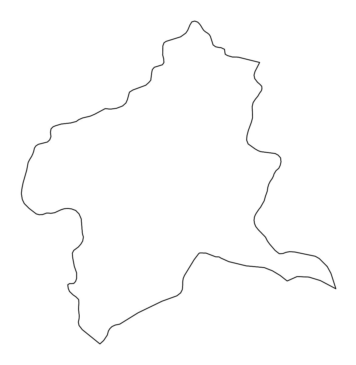 Mapa de contorno de Gunma Prefecture, Japan con ríos.