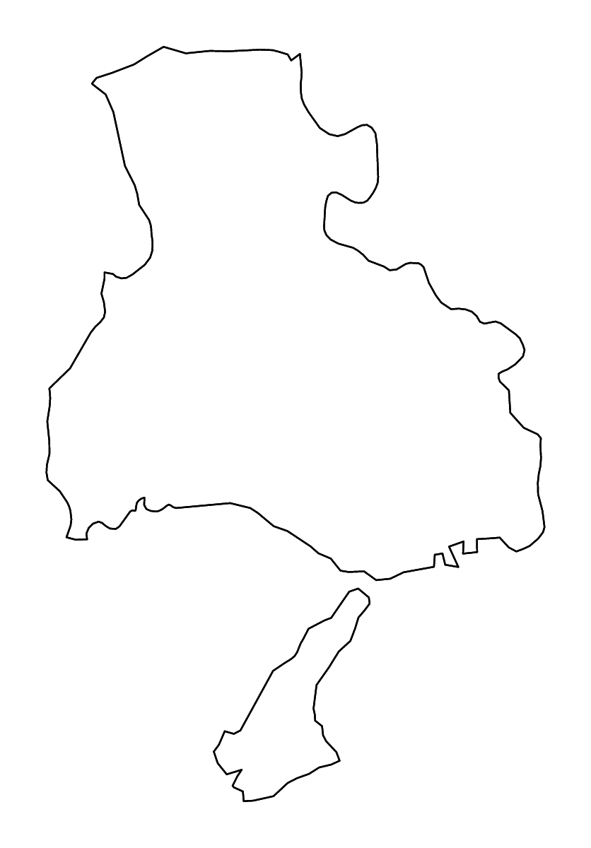 Mapa de contorno de Hyōgo Prefecture, Japan con ríos.
