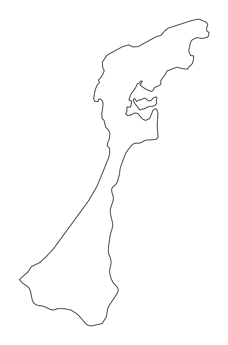 Mapa de contorno de Ishikawa Prefecture, Japan.