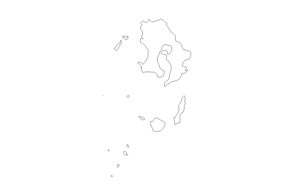 Carte de Kagoshima Prefecture, Japan de type contour et rivières pour Asie, montrant contour et rivières avec des limites nettes.