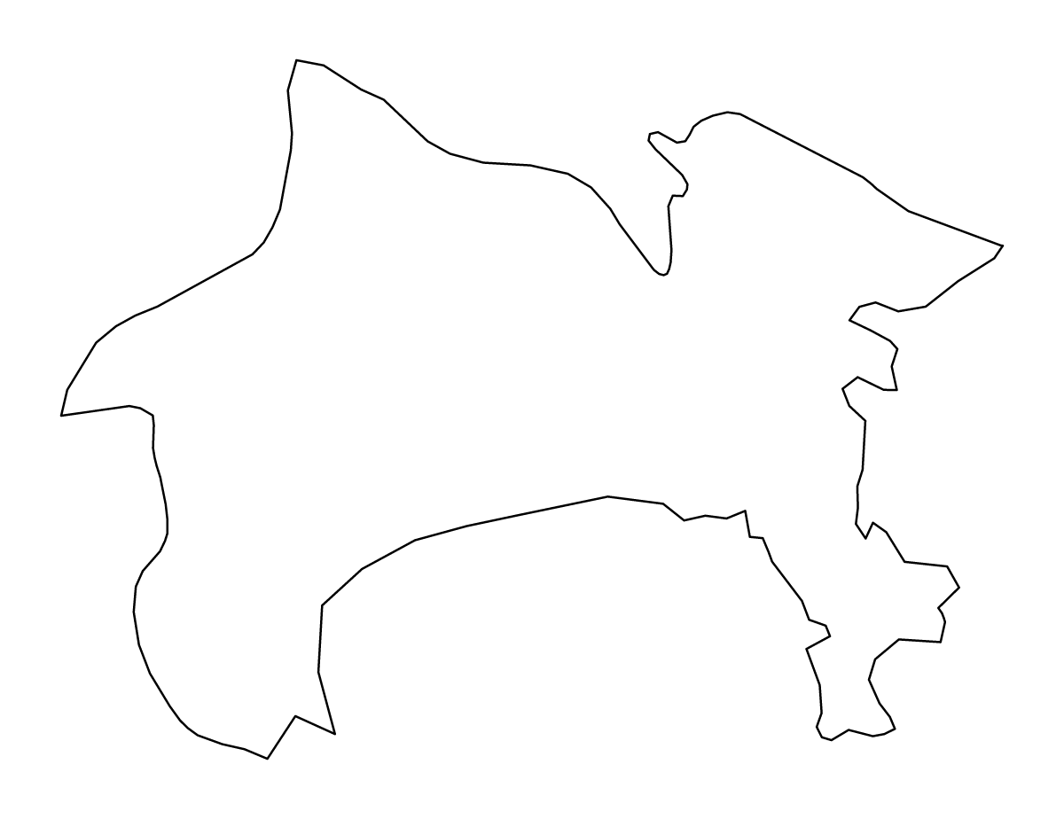 Carte de contour de Kanagawa Prefecture, Japan.