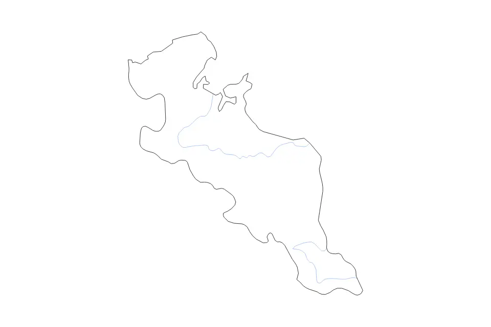 Outline map of Kyōto Prefecture Urban Prefecture, Japan with subdivision borders and rivers.